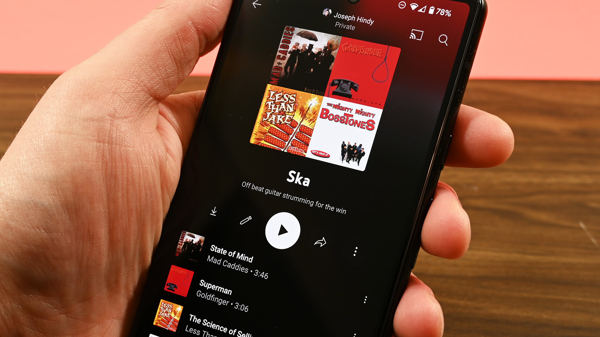 YouTube Music playlist UI