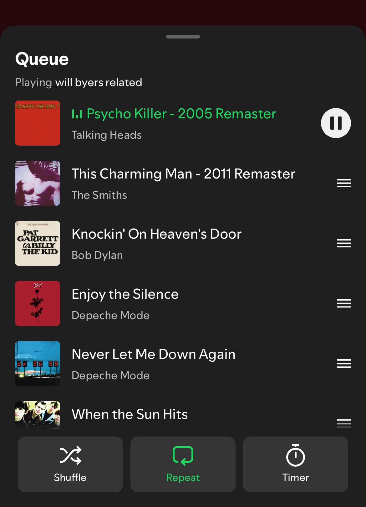 Spotify new queue design