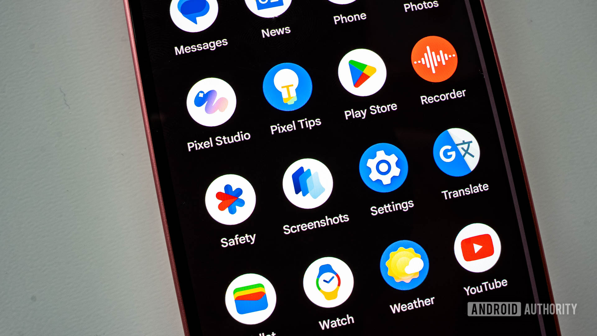 Google Pixel 9 app drawer with new Screenshots, Pixel Studio, and Weather apps