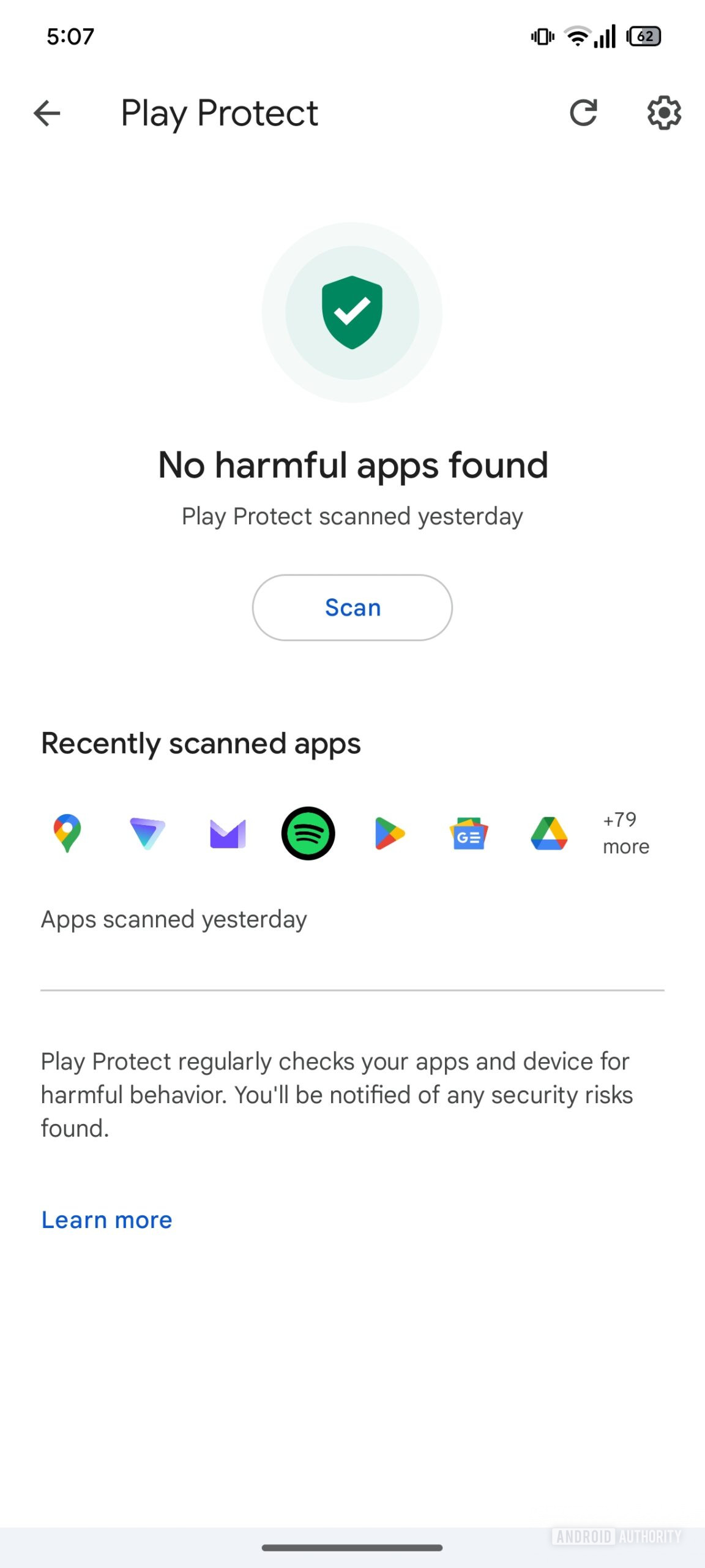 Google Play Store Play Protect Rescan button