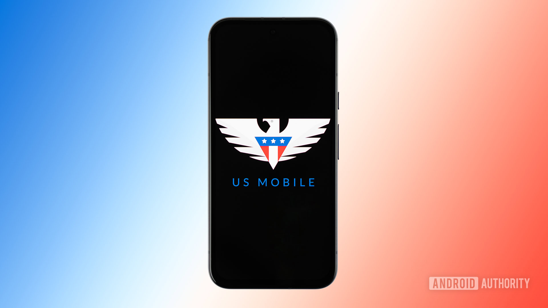 US Mobile logo on smartphone with colored background stock photo