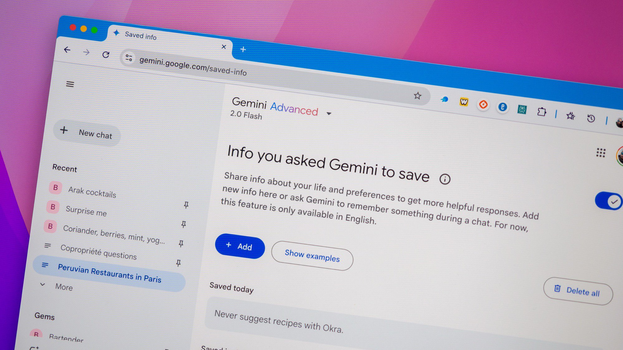 google gemini saved info 1