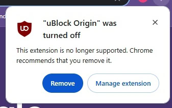 google chrome ublock origin warning 1