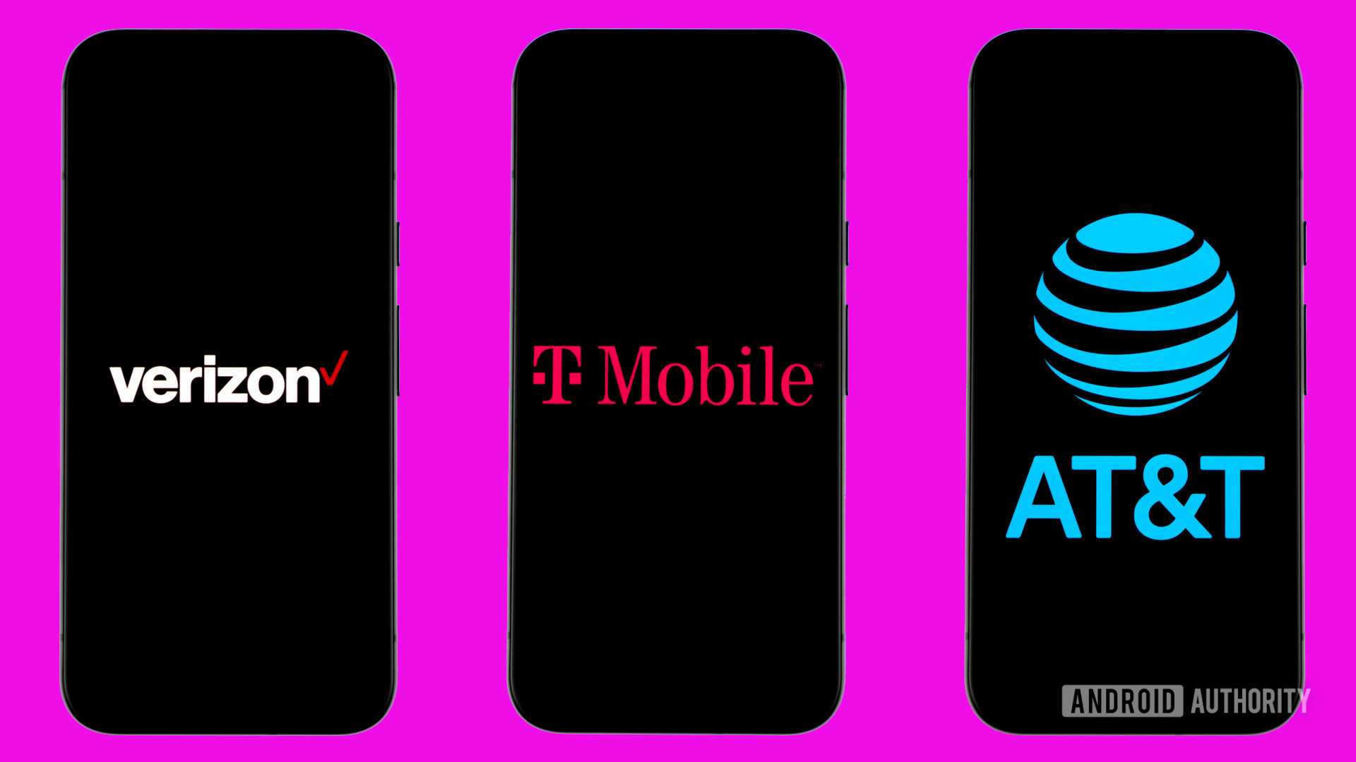 Stock photo of major US carriers Verizon Wireless, AT&T, and T Mobile (2) Stock photo of major US carriers Verizon Wireless, AT&T, and T Mobile (2)