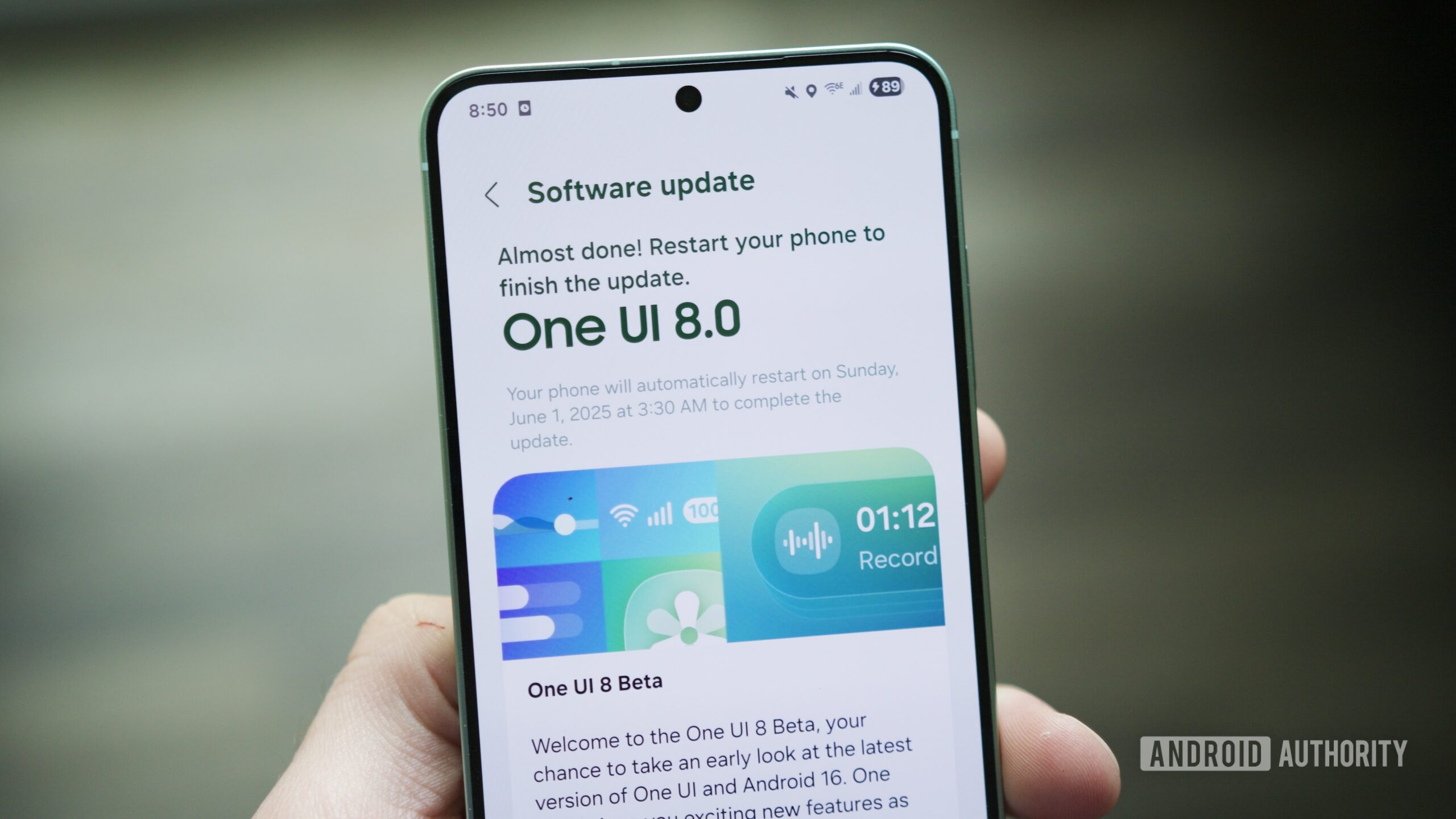 one ui 8 beta samsung downloading hero A Galaxy S25 downloading the One UI 8 beta.