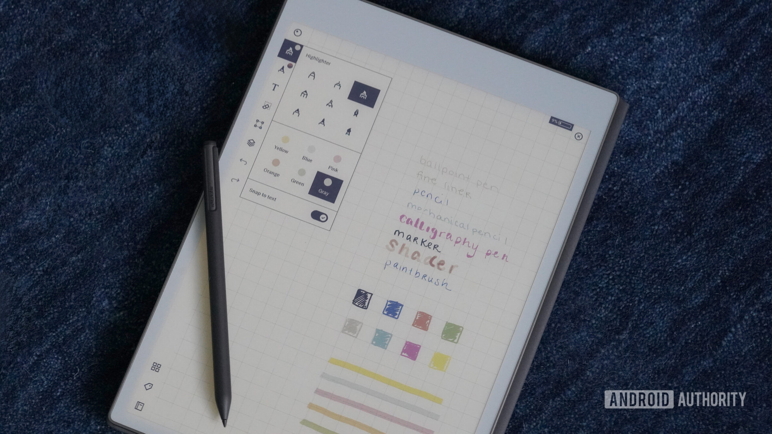 A reMarkable Paper Pro user tests out the device's pens and colors.