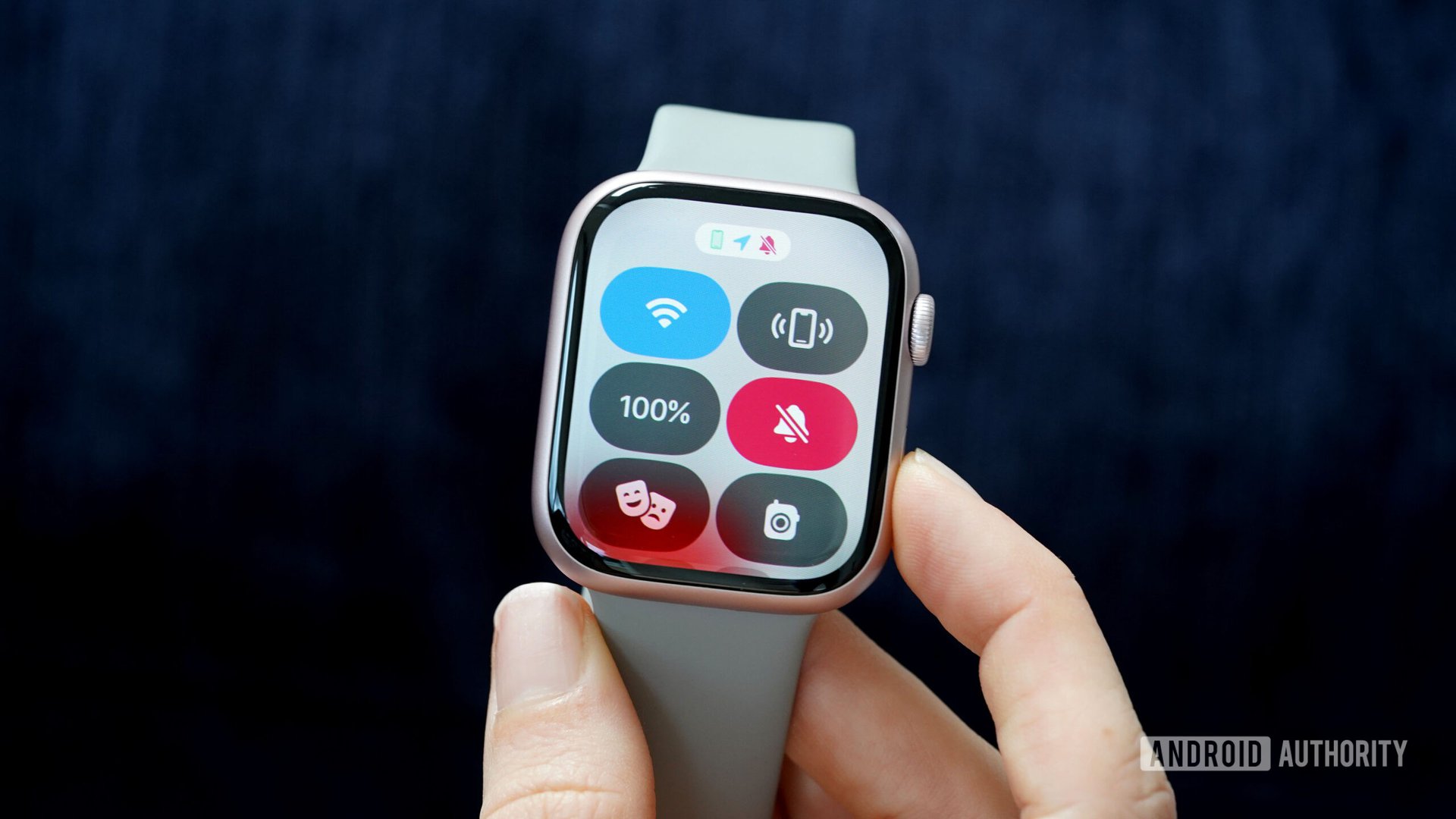 Apple Watch Series 9 Control Center A user opens the Control Center on their Apple Watch Series 9 via the side button.