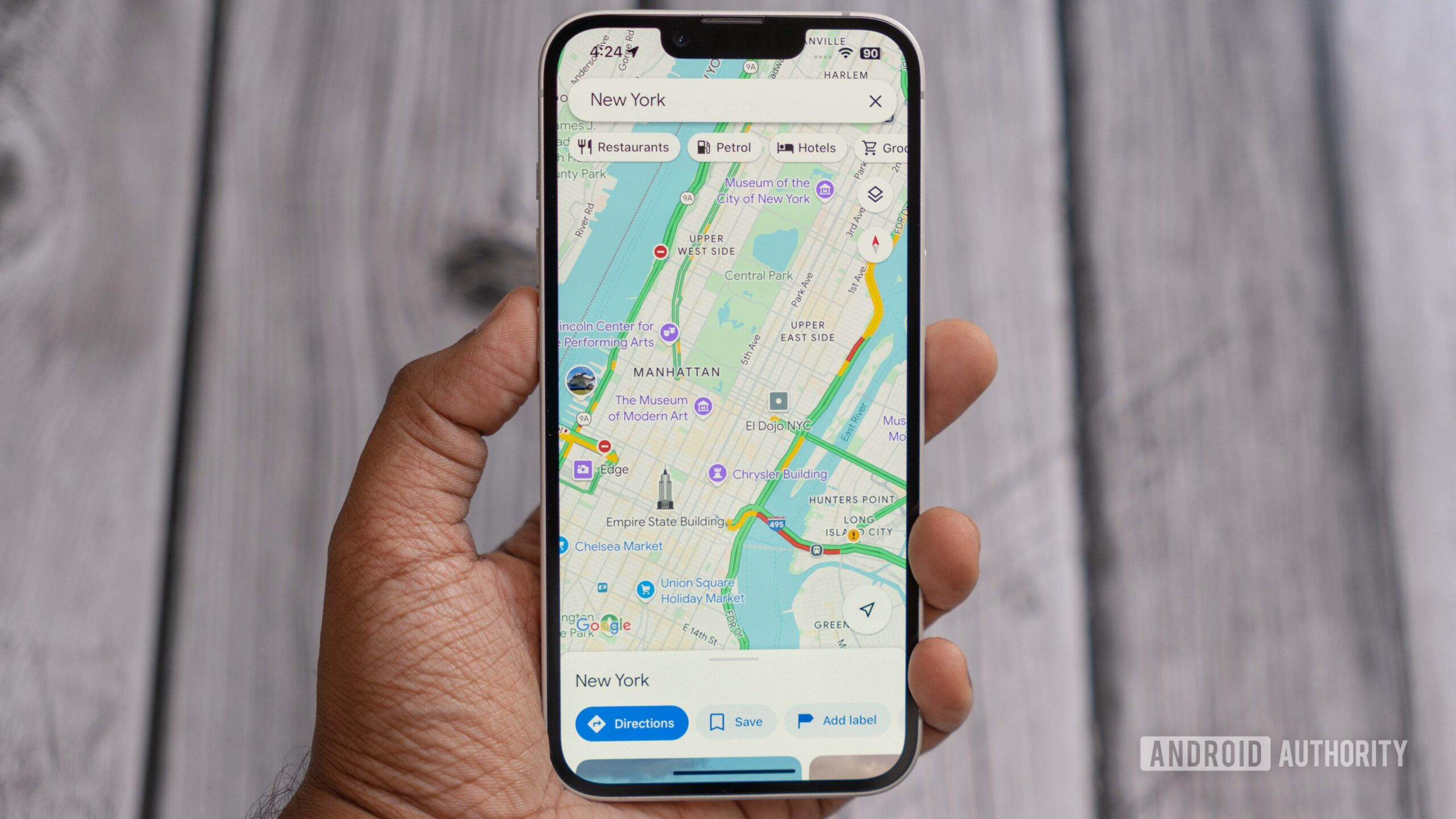 Apple iPhone 16e running Google Maps Apple iPhone 16e running Google Maps