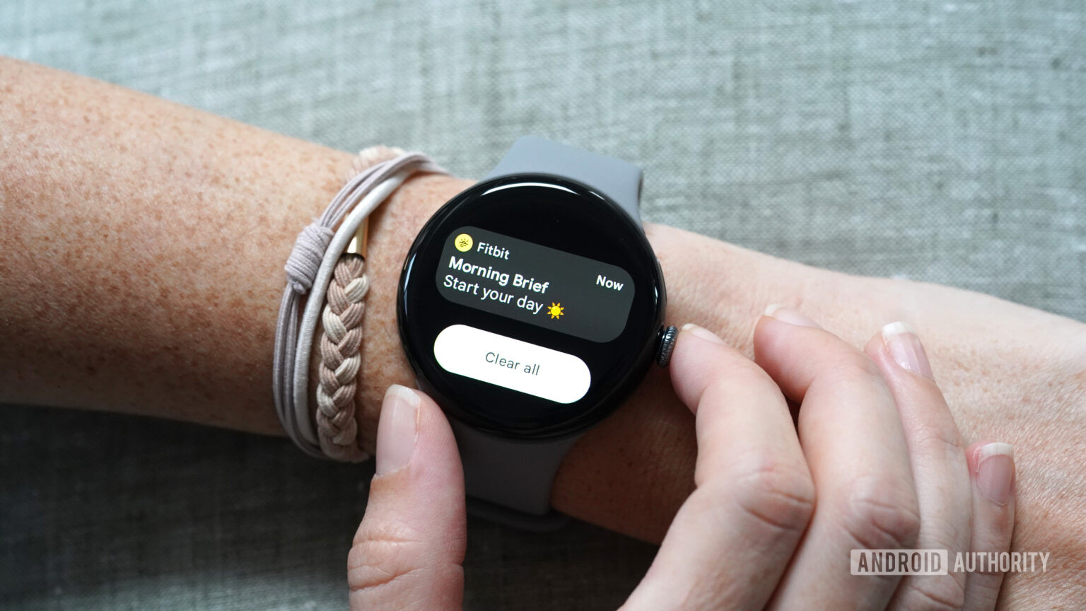 Google Pixel Watch 3 Morning Brief Notification 2 A user accesses their Morning Brief via the feature's notification.