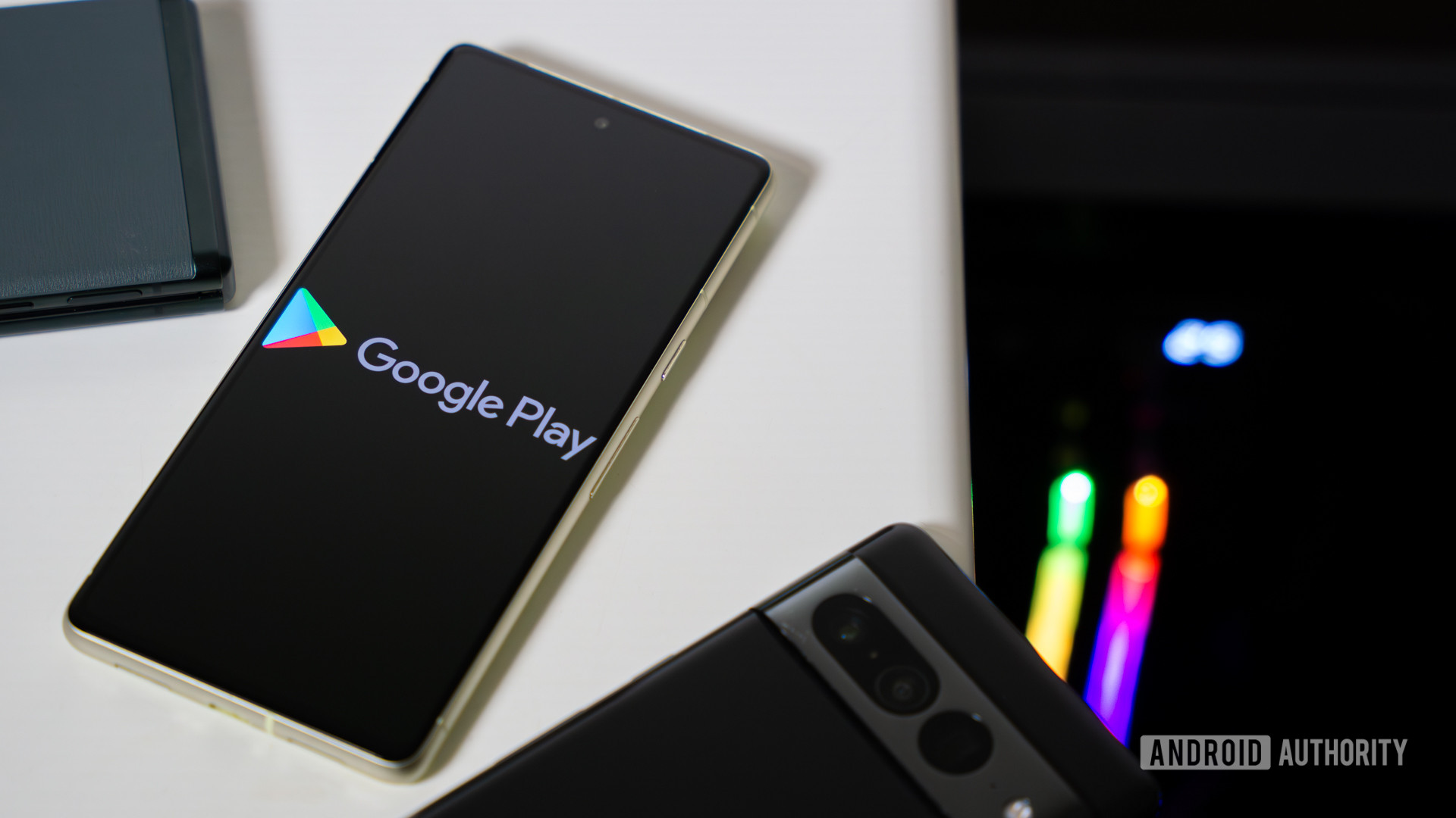 Google Play Store logo on smartphone stock photo (1) Google Play Store logo on smartphone stock photo.