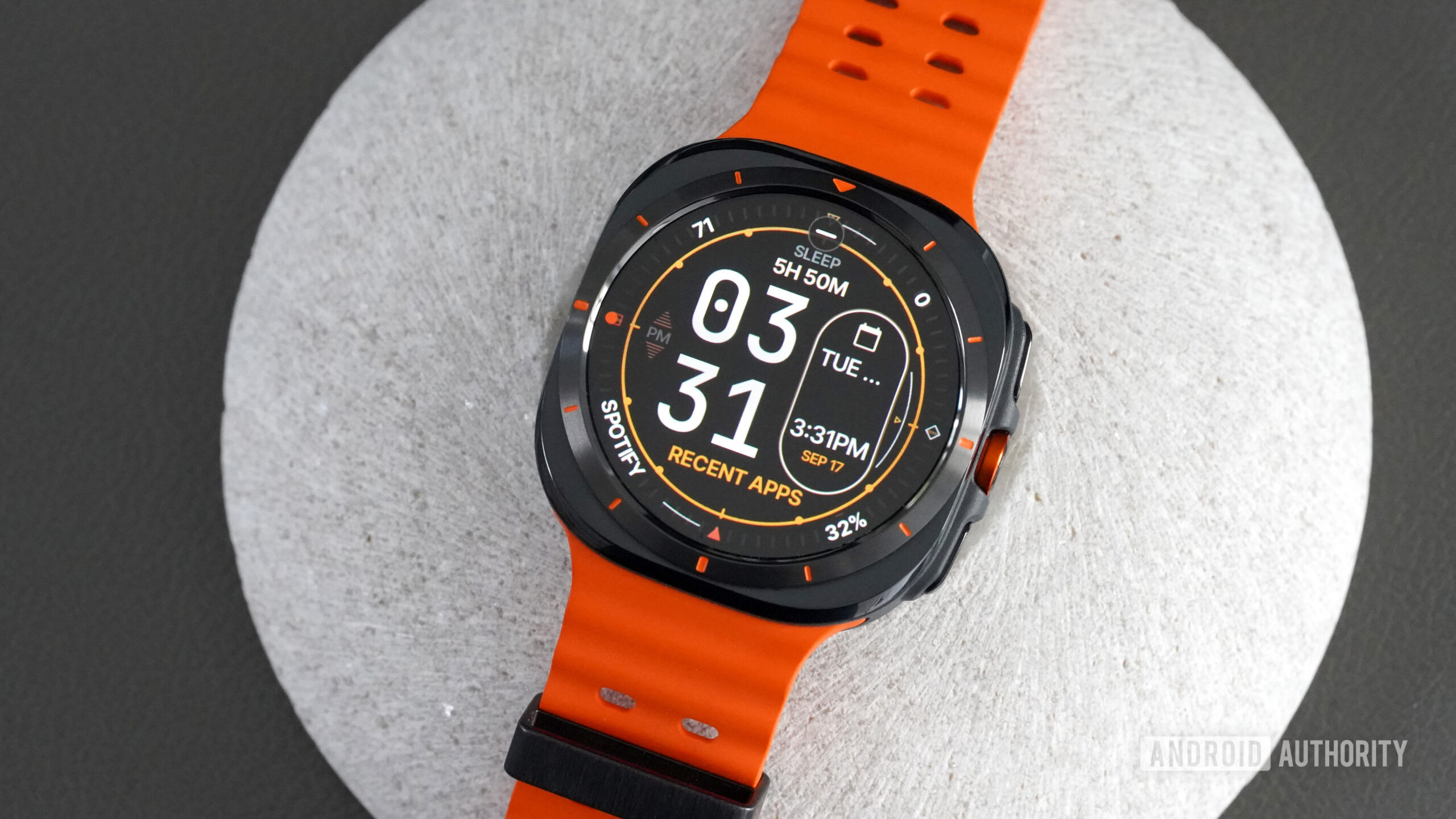 Samsung Galaxy Watch Ultra Complicationist A Samsung Galaxy Watch Ultra displays the watch face Complicationist.