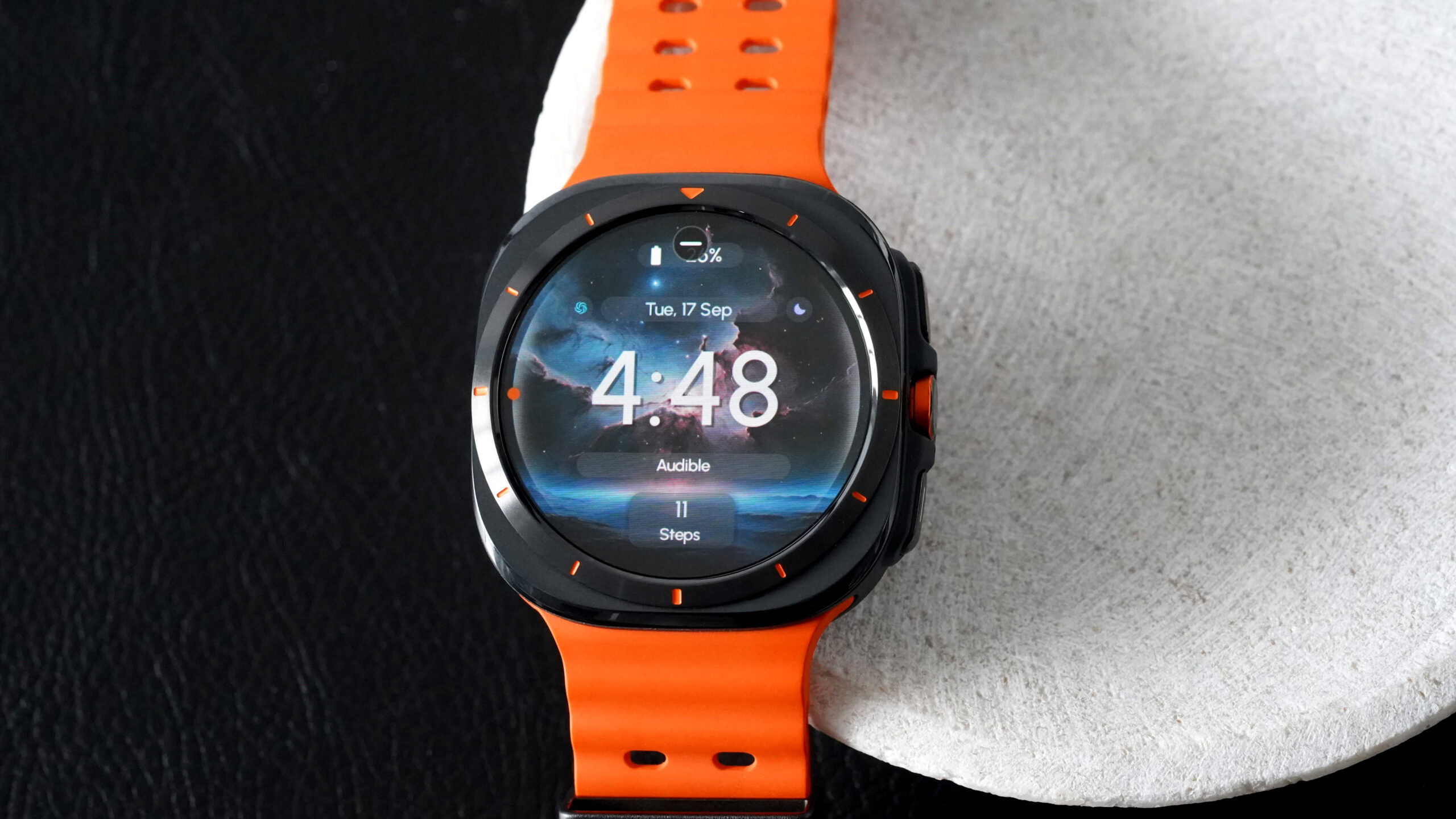 Samsung Galaxy Watch Ultra ReS25 A Samsung Galaxy Watch Ultra displays the ReS25 watch face.