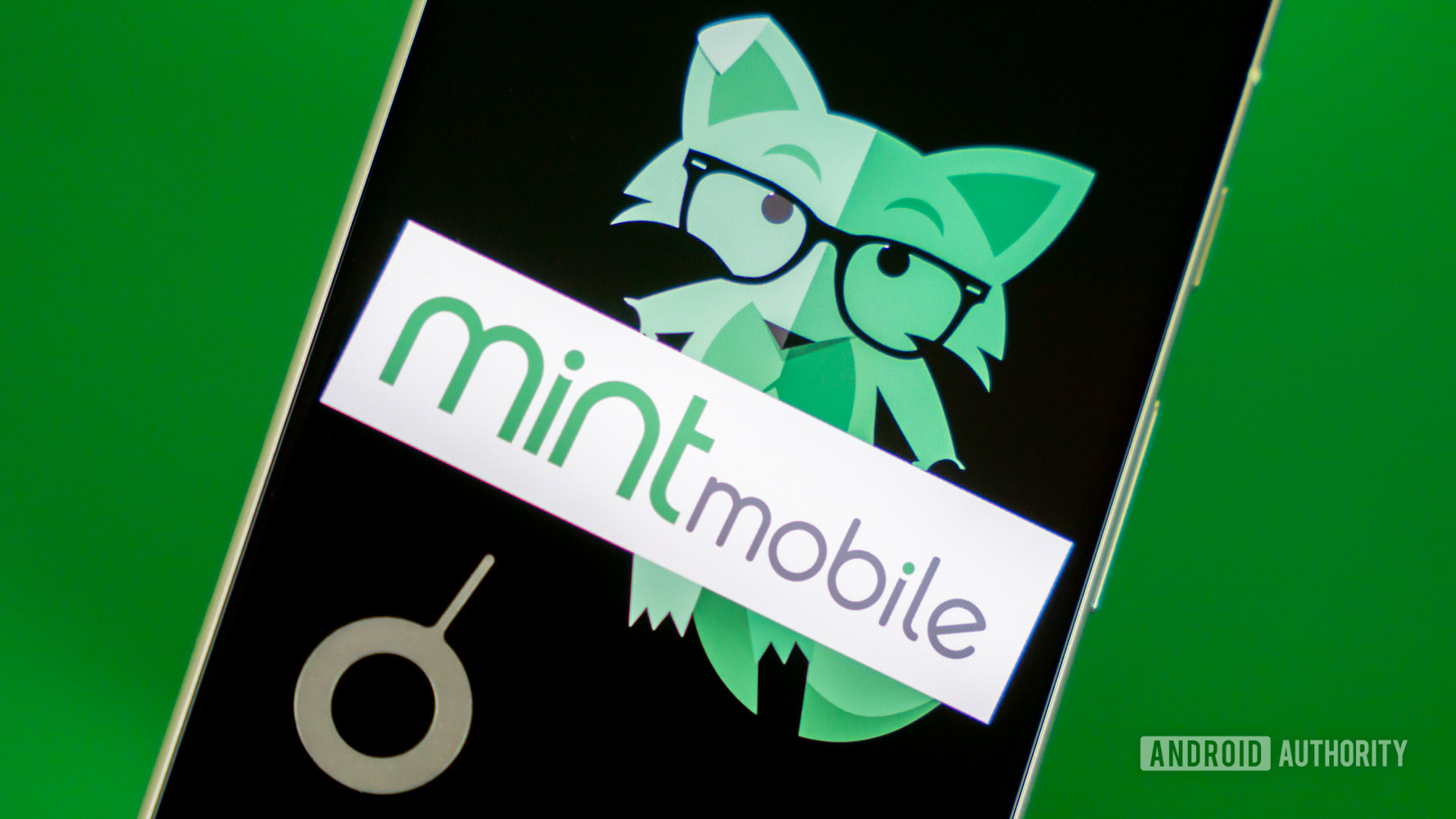 Stock photo of Mint Mobile fox on phone 1 Stock photo of Mint Mobile fox on phone 1