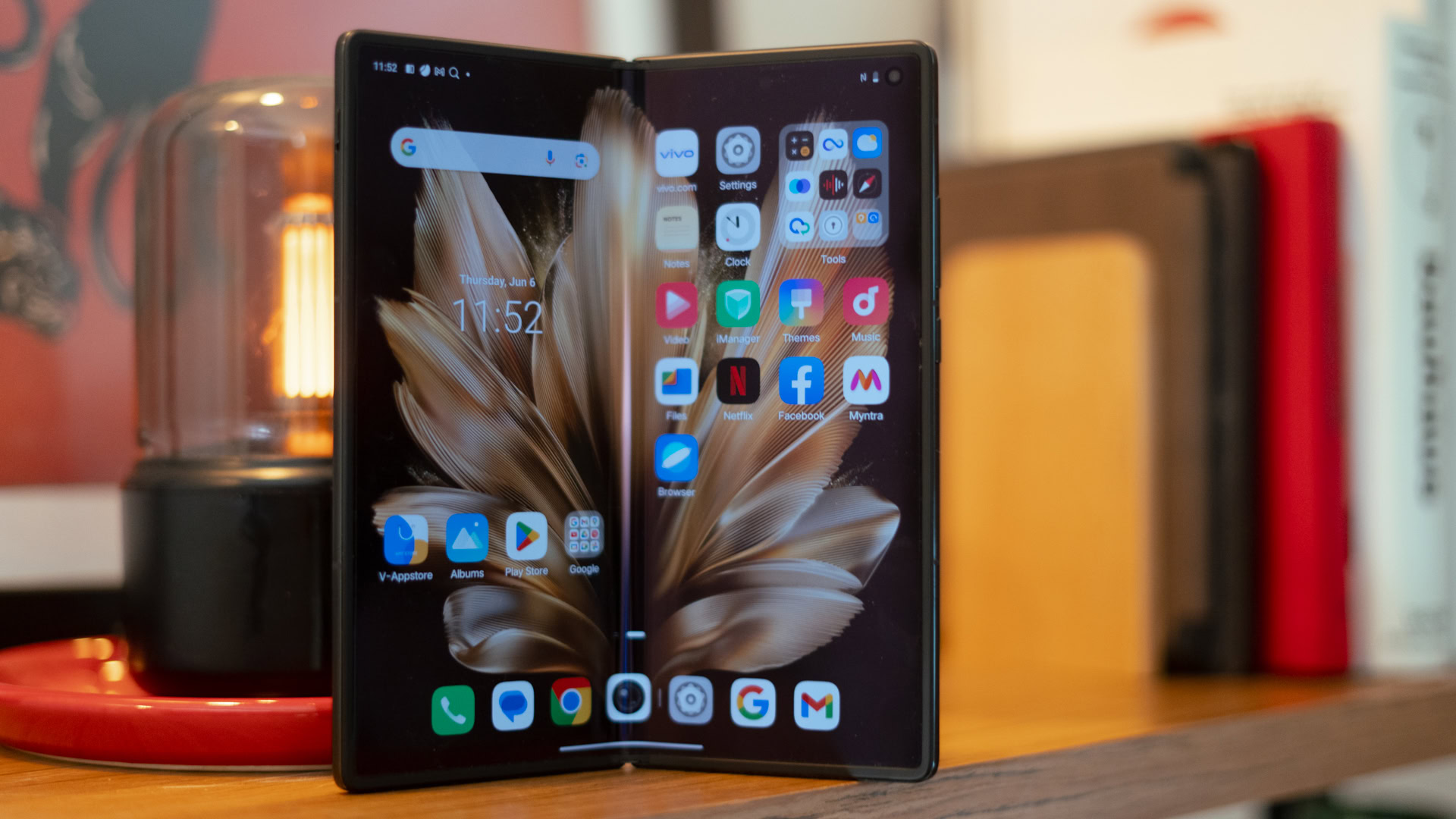 Vivo X Fold 3 Pro split open and standing Vivo X Fold 3 Pro split open and standing