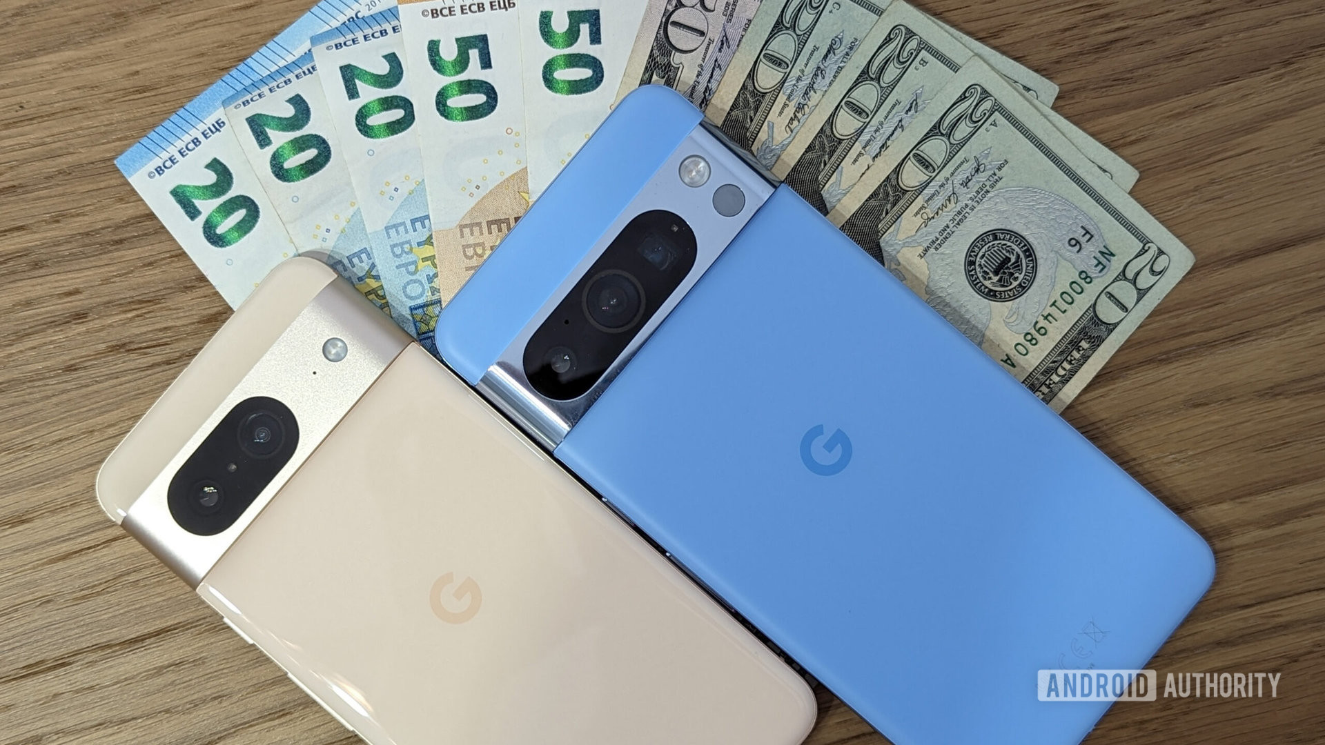 google pixel 8 rose 8 pro bay blue stack money dollars euros google pixel 8 rose 8 pro bay blue stack money dollars euros