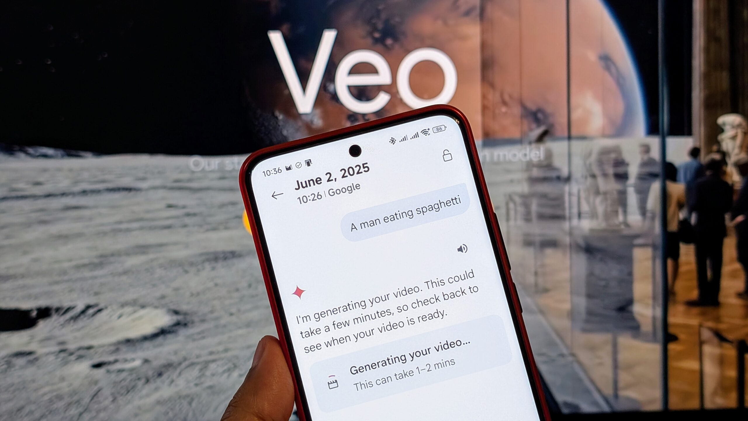 Asking Google Gemini to generate a video using Veo 3