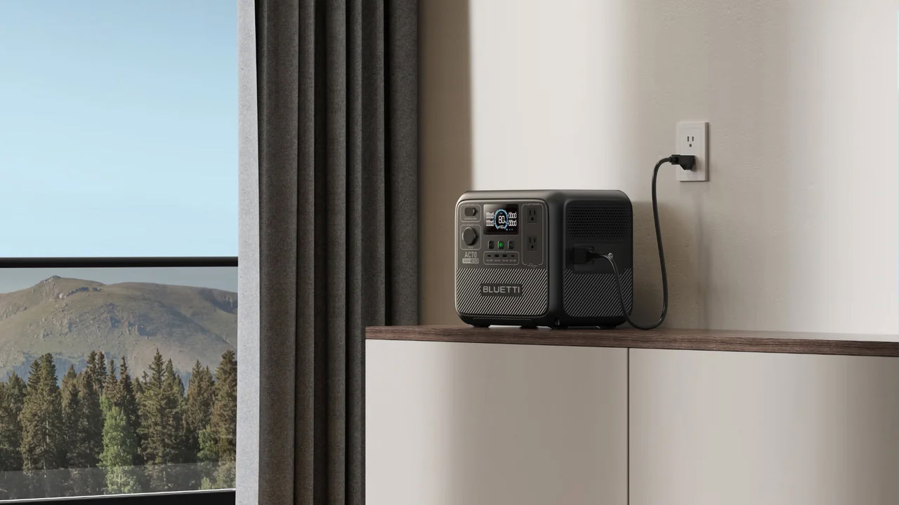 BLUETTI AC70 Portable Power Station next to window BLUETTI AC70 Portable Power Station next to window