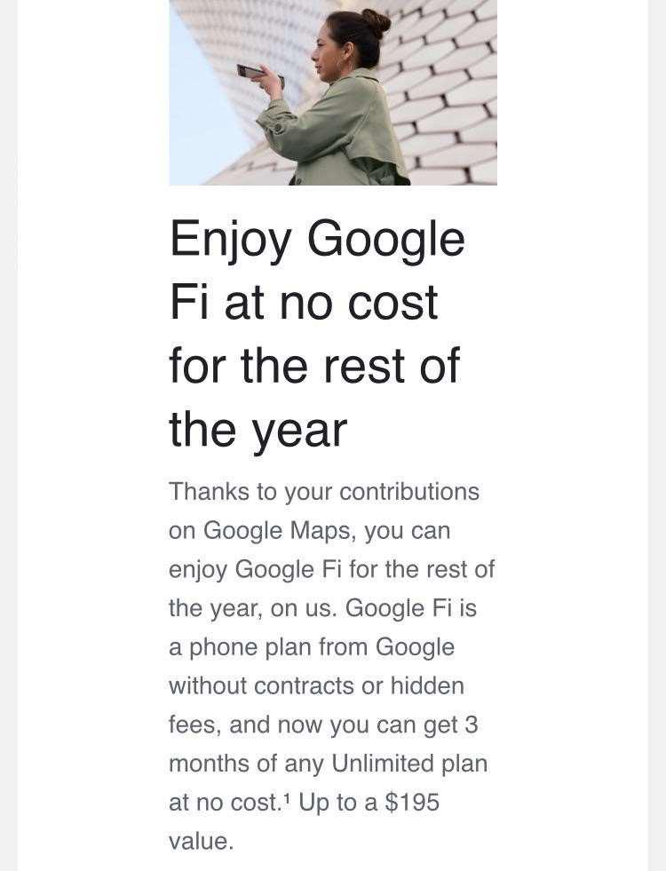Free Google Fi perk for Google Maps Local Guides