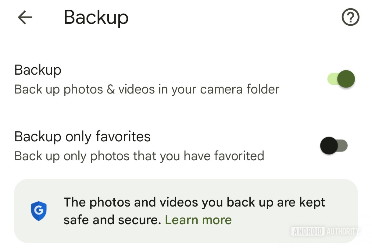 Google Photos Backup only favorites