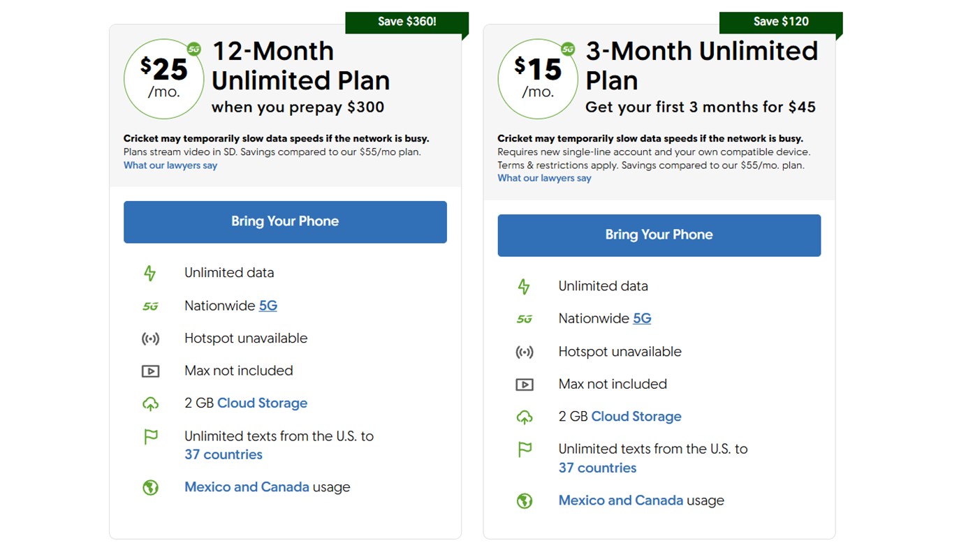 Cricket Wireless Plans Feb 2025
