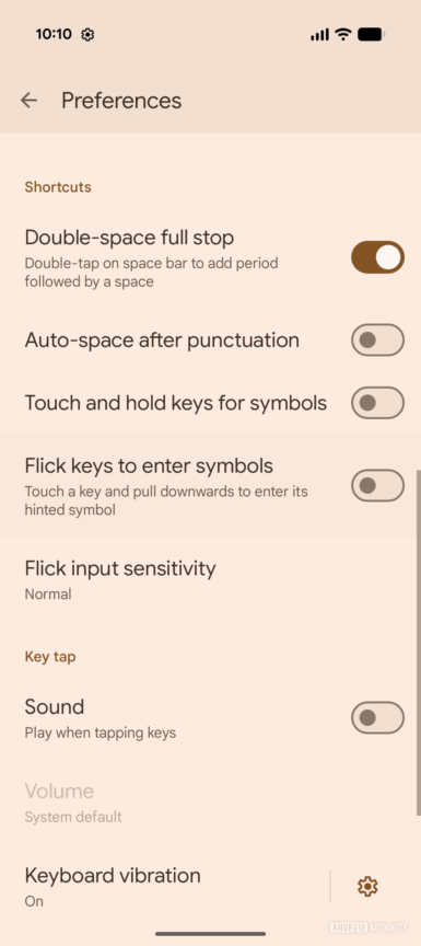Flick keys to enter symbols