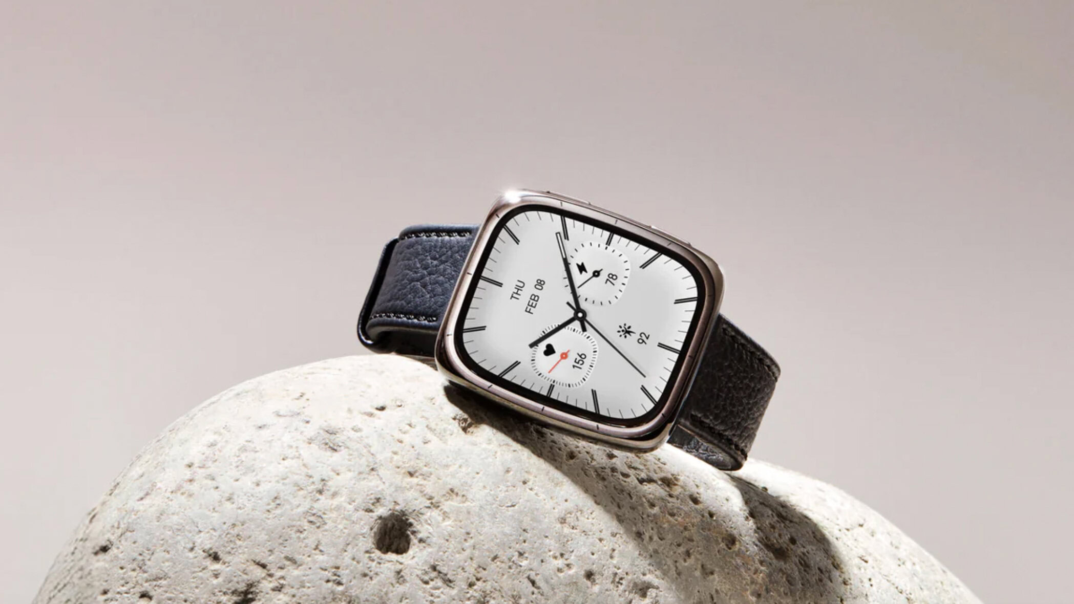 Amazfit Active 2 Premium over a stone