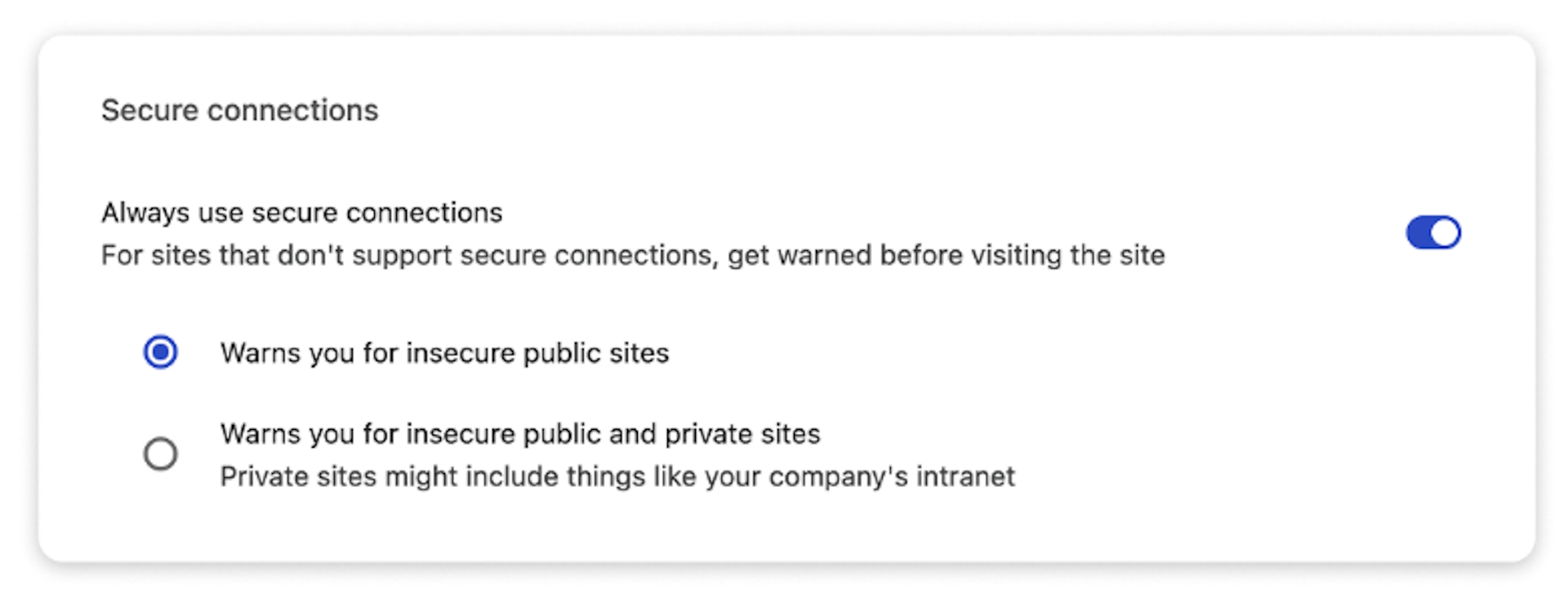 Google Chrome Setting for Secure Connections Google Chrome Setting for Secure Connections