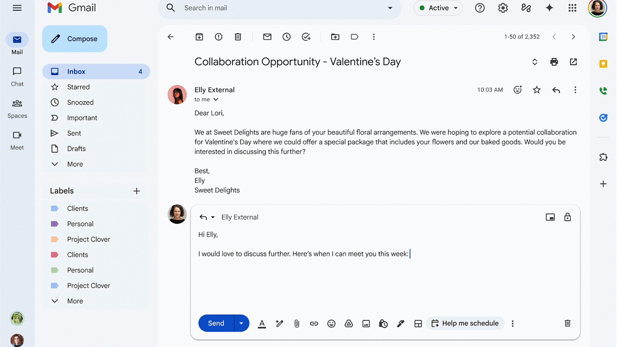 Google Gmail Help Me Schedule Feature