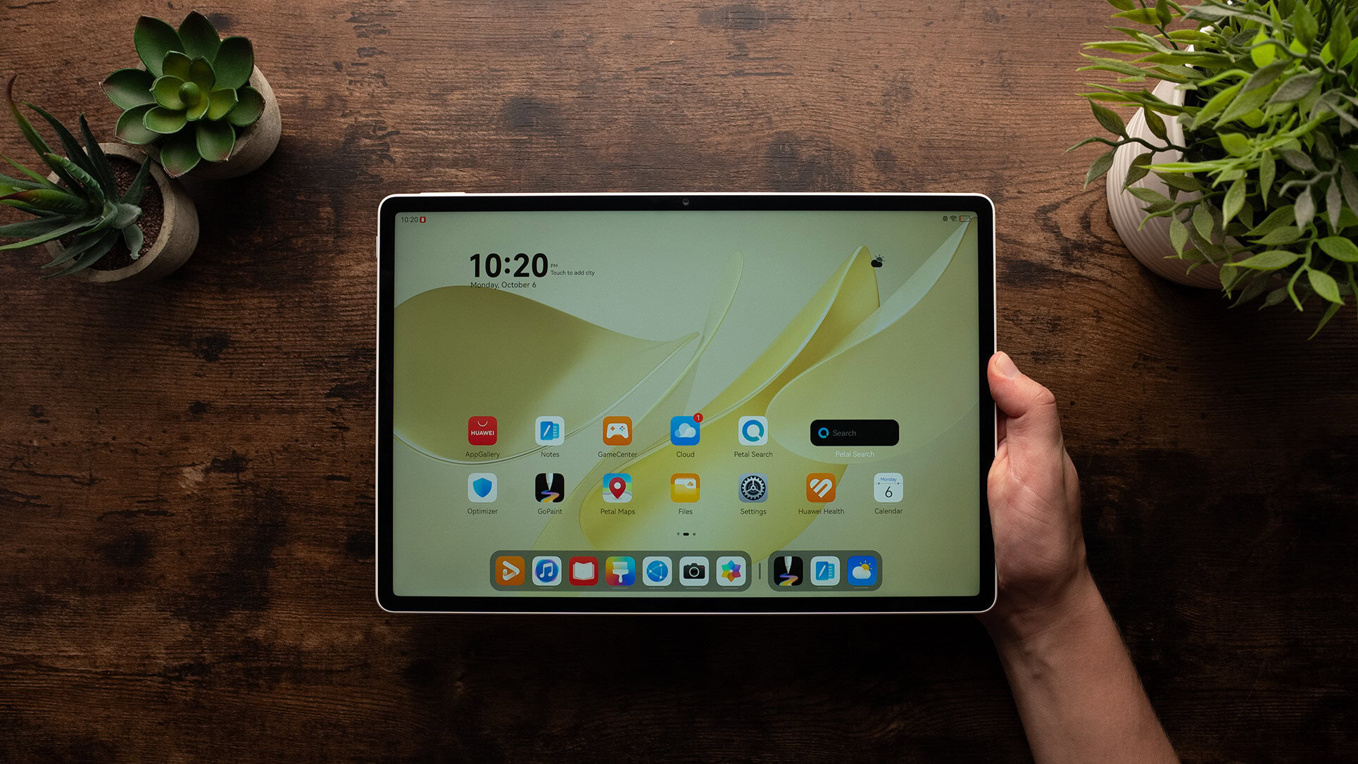 Huawei MatePad 12 X tablet in hand home screen
