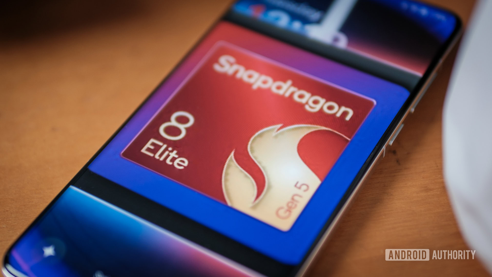 Snapdragon 8 Elite Gen 5 logo on desk Snapdragon 8 Elite Gen 5 logo on desk