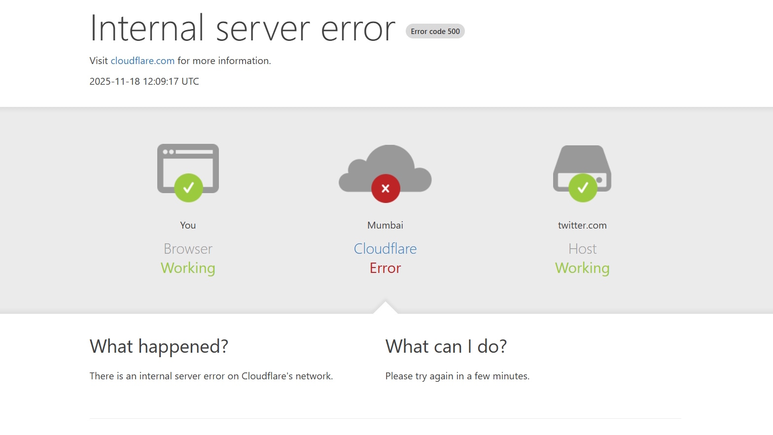 Cloudflare internal server error code 500
