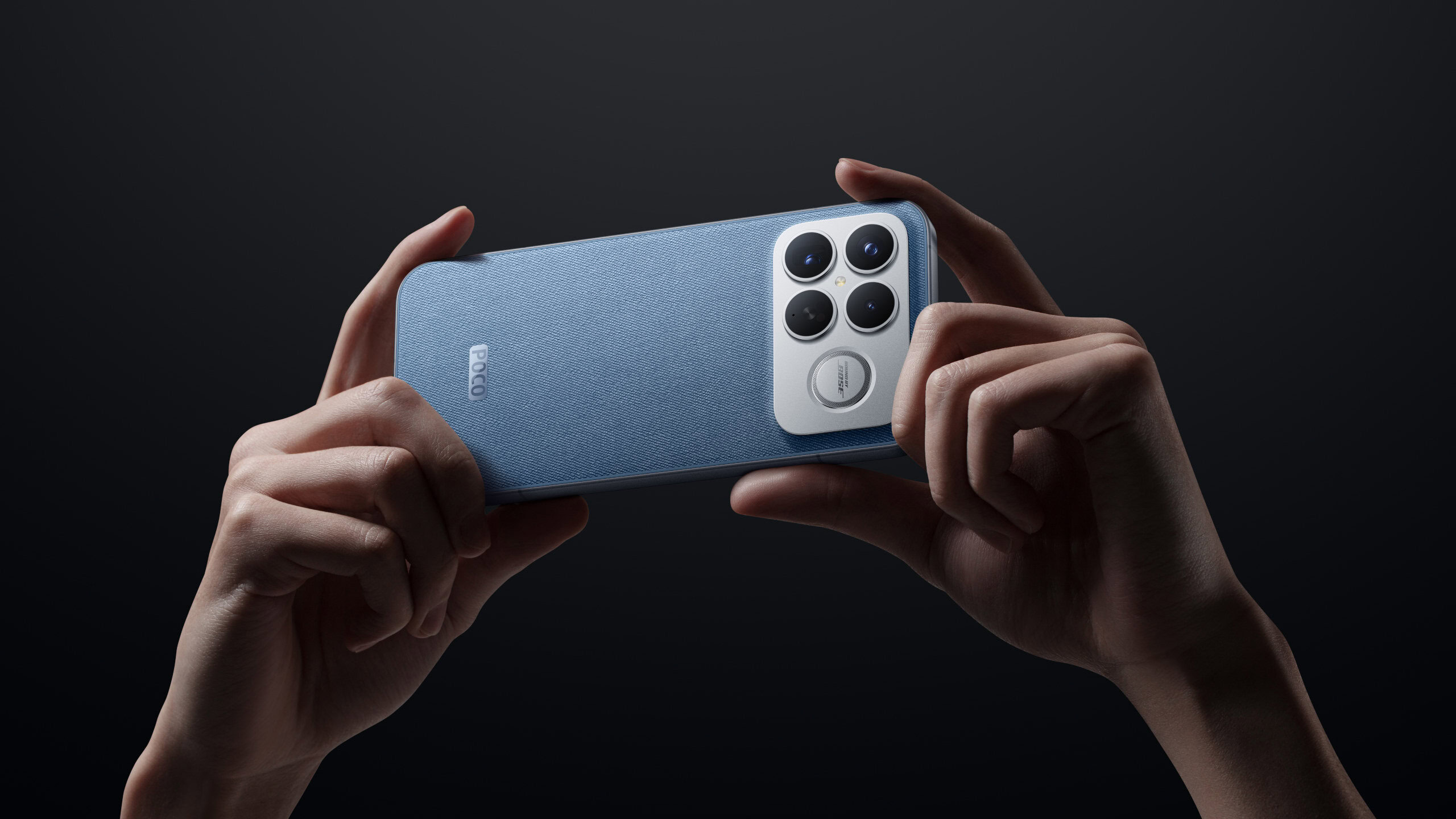 POCO F8 Ultra blue denim variant in hand official