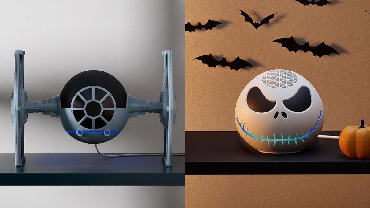 Star Wars and Jack Skellington Echo Dots side to side