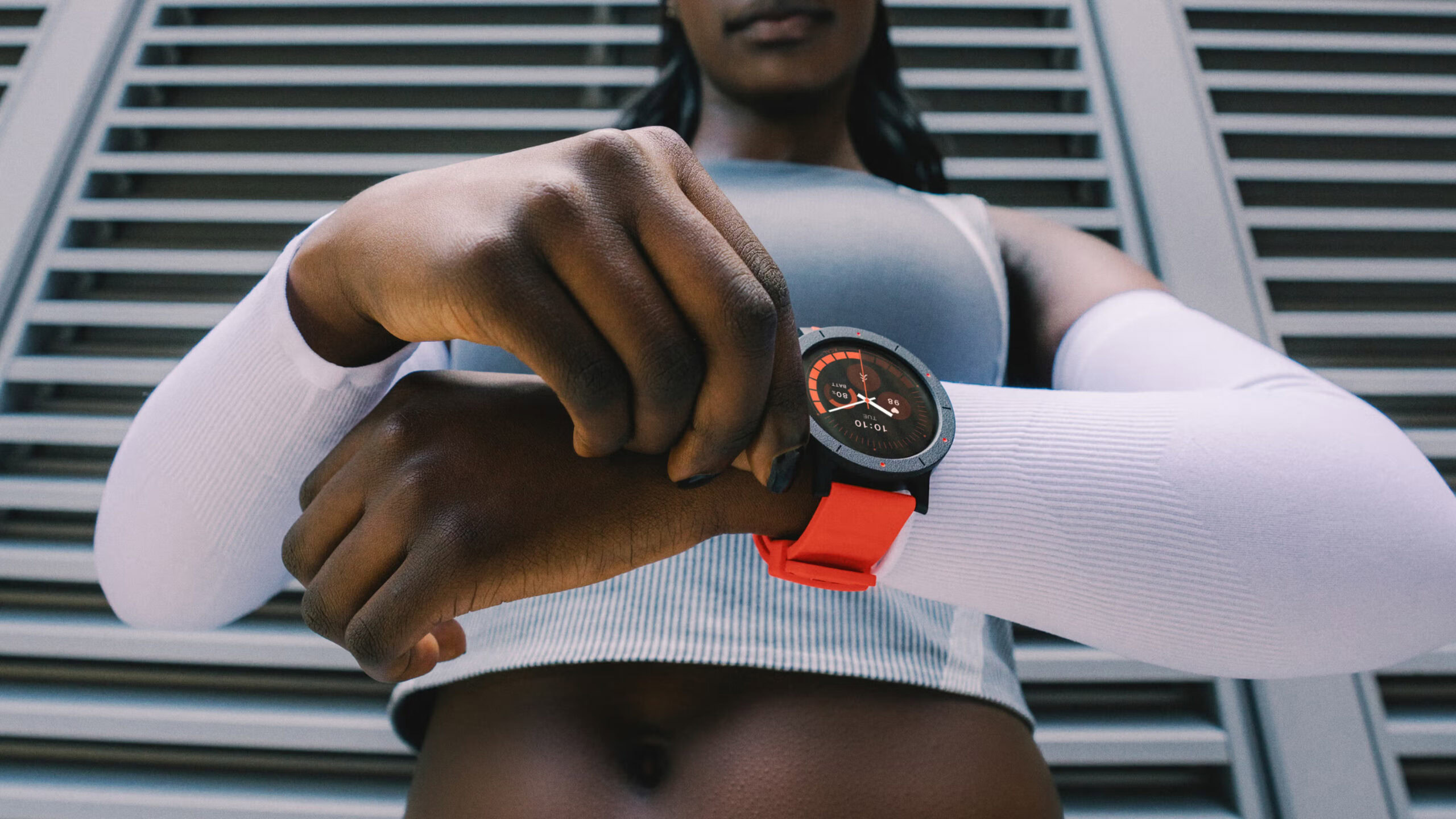 Woman wearing a CMF Watch 3 Pro