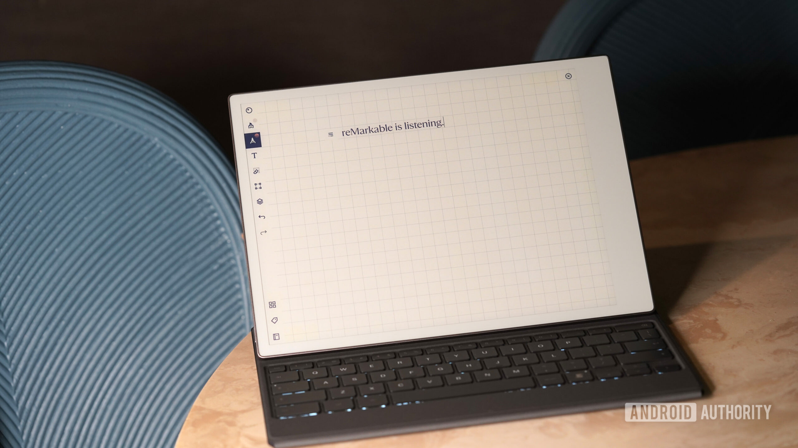 A ReMarkable Paper Pro displays a user's typed message.