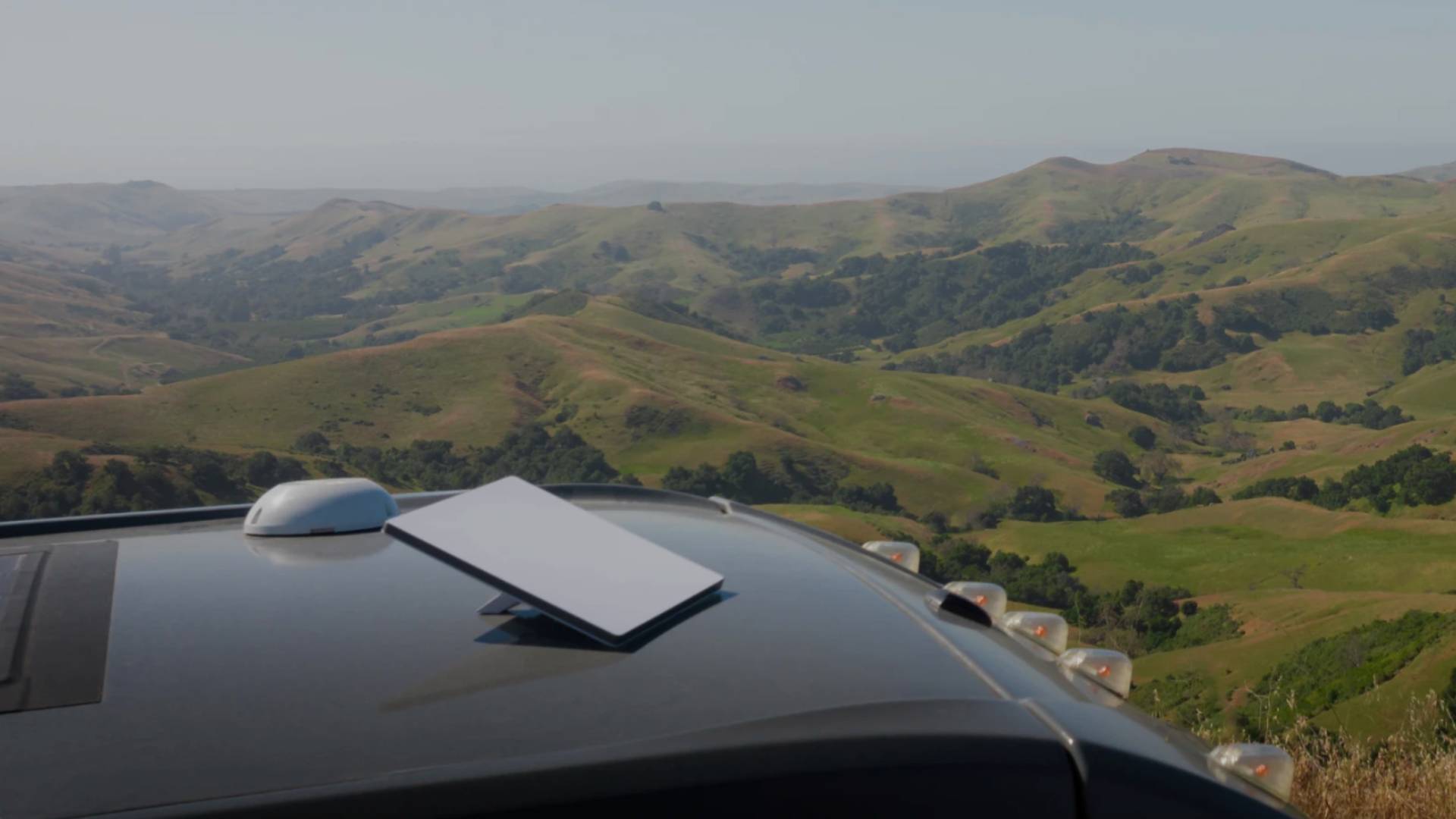Starlink Mini dish on a car