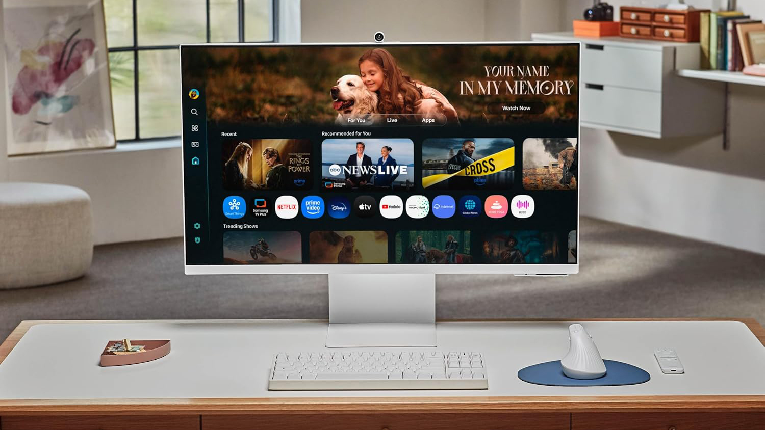 Samsung 32 inch Smart Monitor M8 (M80F) with Samsung Vision AI on desk