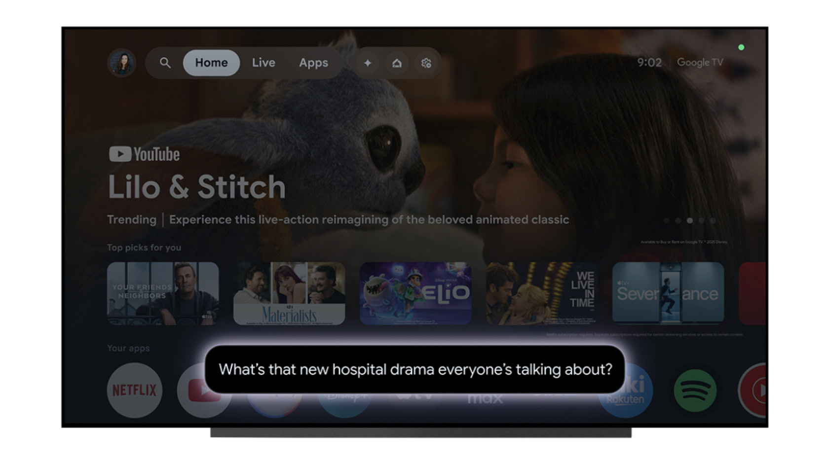 A render of Gemini running on Google TV.