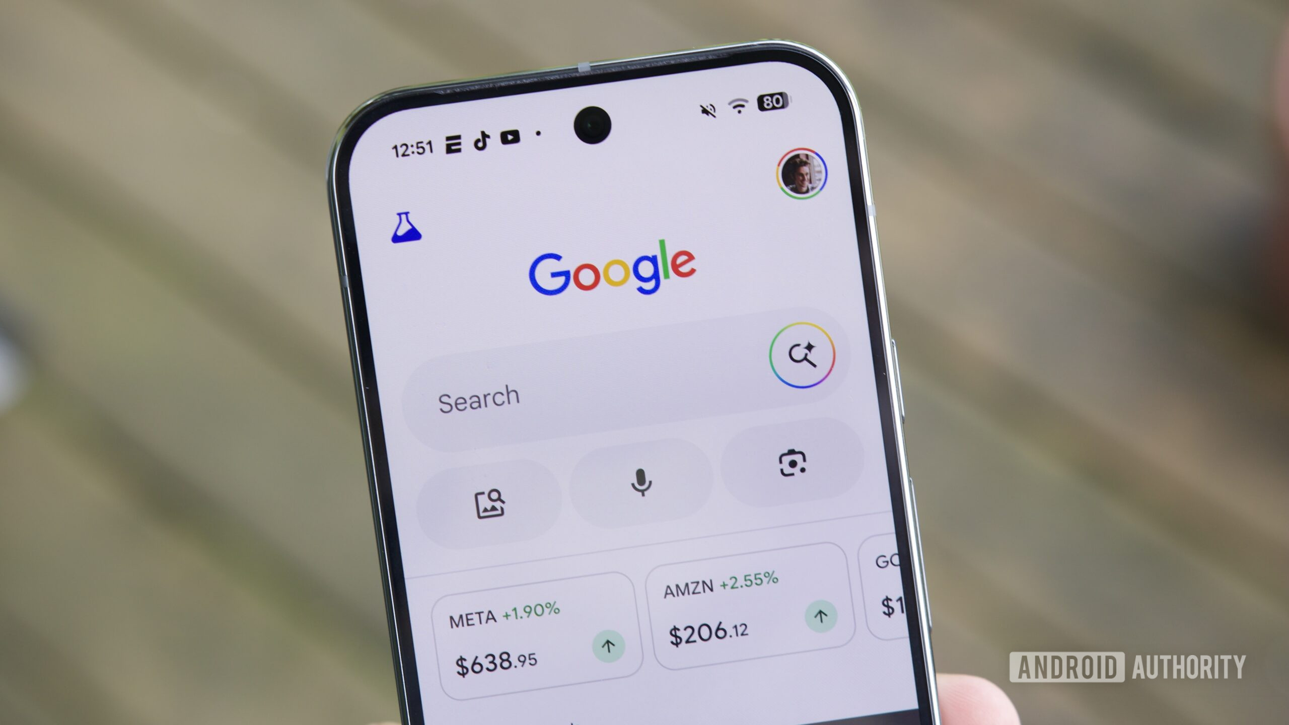 The Google app, showing the AI Mode button.