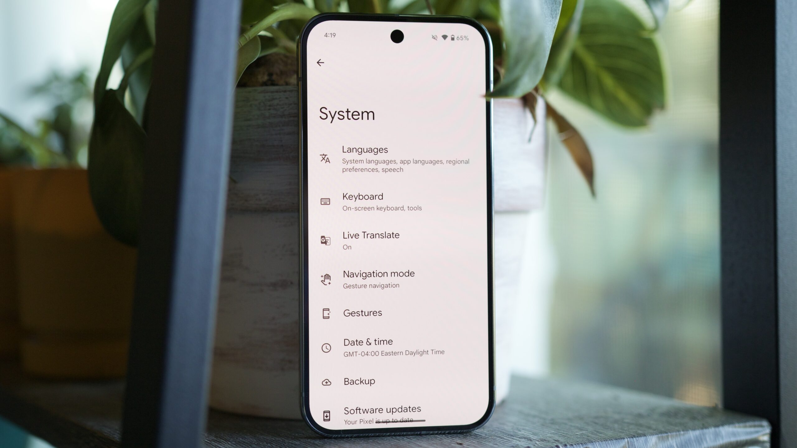System settings menu on Google Pixel 9 Pro.