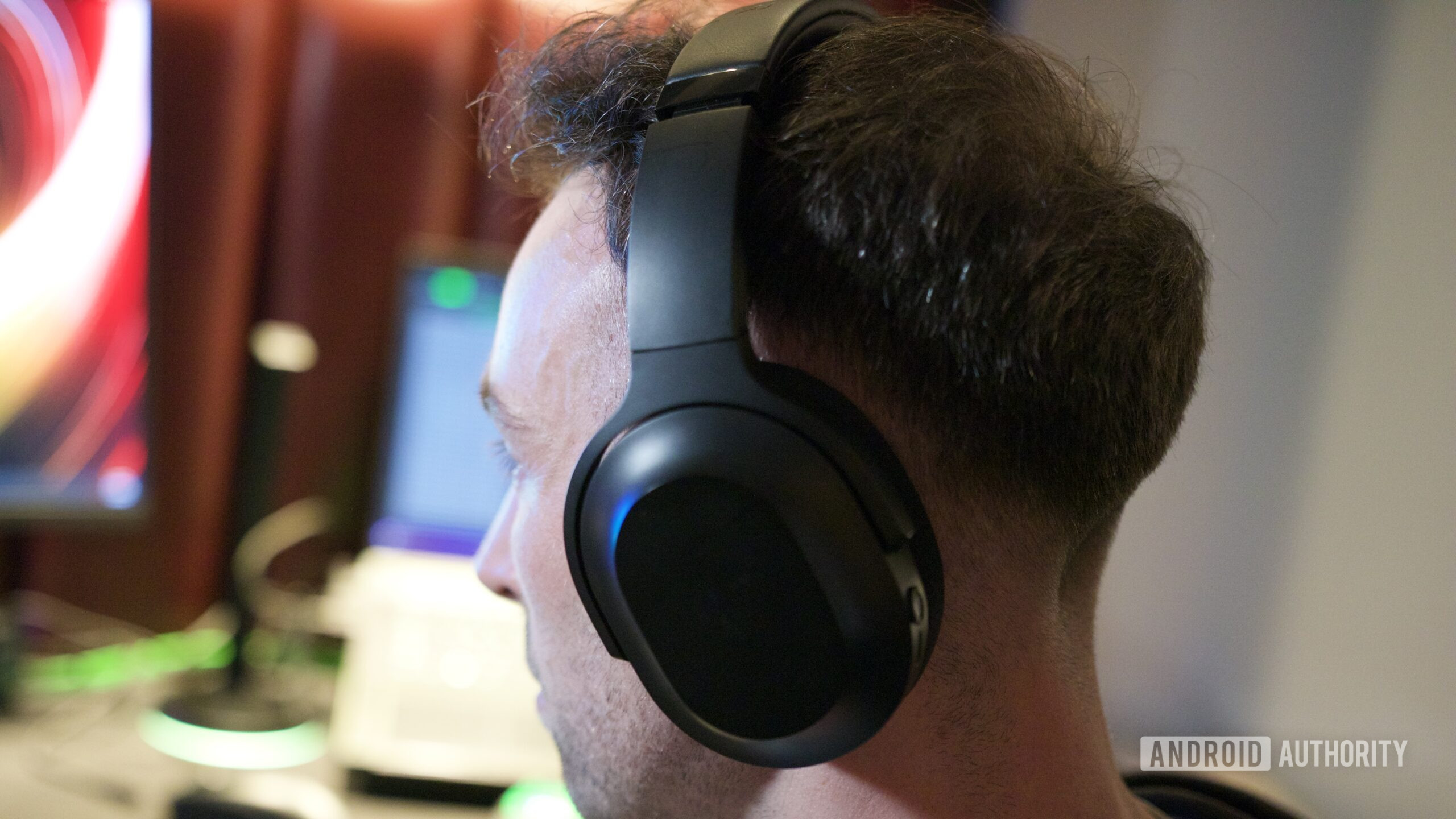 Photo of someone wearing Razer's Project Motoko headphones.