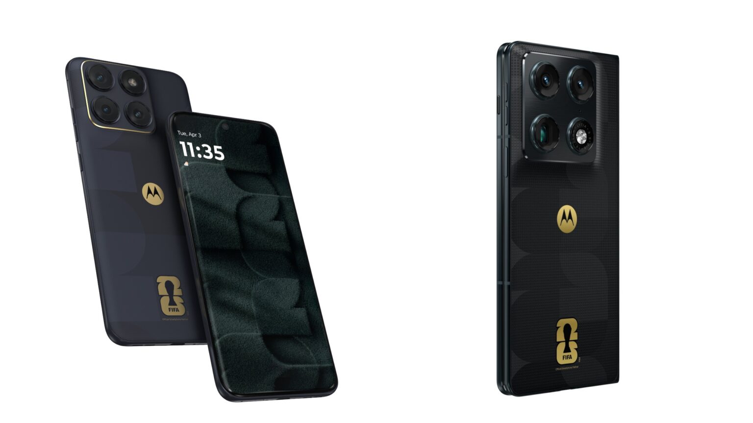 Motorola Edge 70 Fusion and Razr Fold FIFA Edition side by side