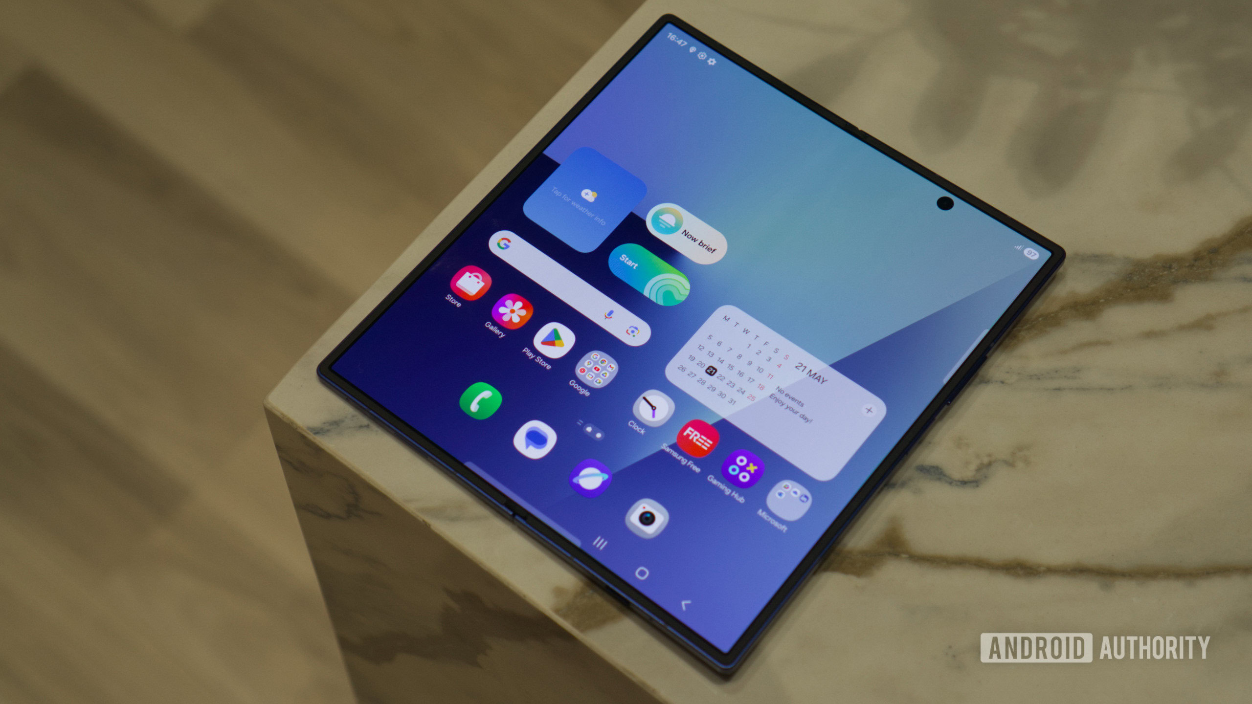 Samsung Galaxy Z Fold 7 unfolded on table
