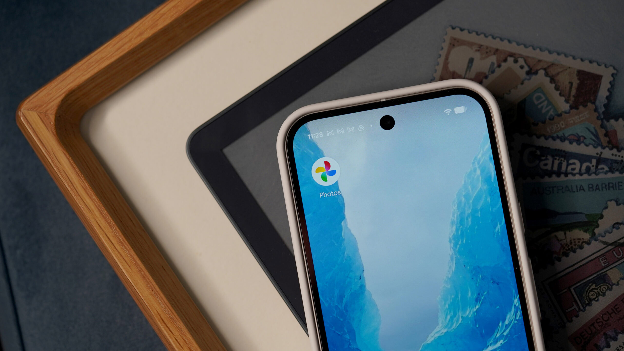 The Google Photos App icon is displayed on a Pixel phone.